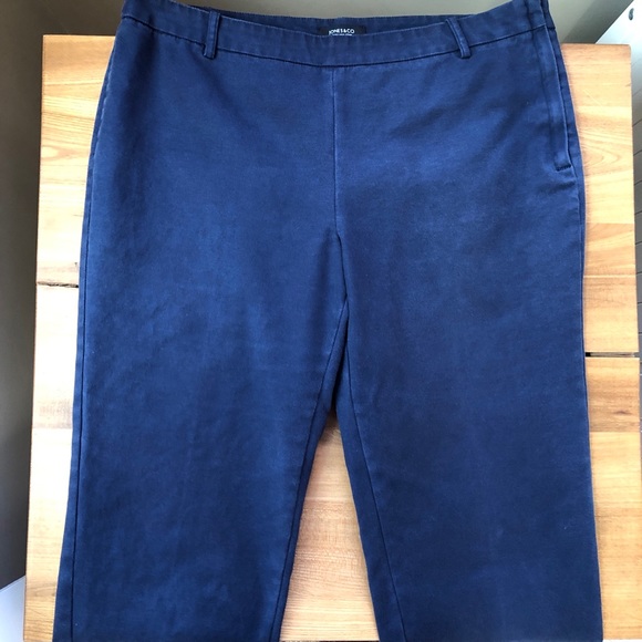 Jones & Co. High Waisted Cotton Navy Blue Cropped Stretch Pants - Picture 5 of 7